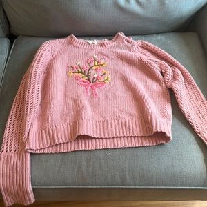 Loveshackfancy Pink Rosie Bouquet Sweater Flower Size P